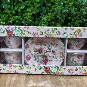 Grace Teaware  NWT pink Floral Porcelain Tea Set